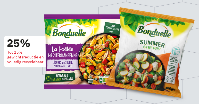 Switching from complex multi-laminates to mono-PE, up to 25% weight saving and fully recyclable: the new sustainable frozen packaging for Bonduelle image